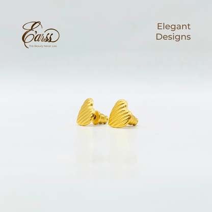 Heart Rib Gold Earrings | Stainless Steel | 18K Gold Plated