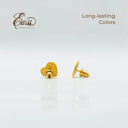 Heart Rib Gold Earrings | Stainless Steel | 18K Gold Plated